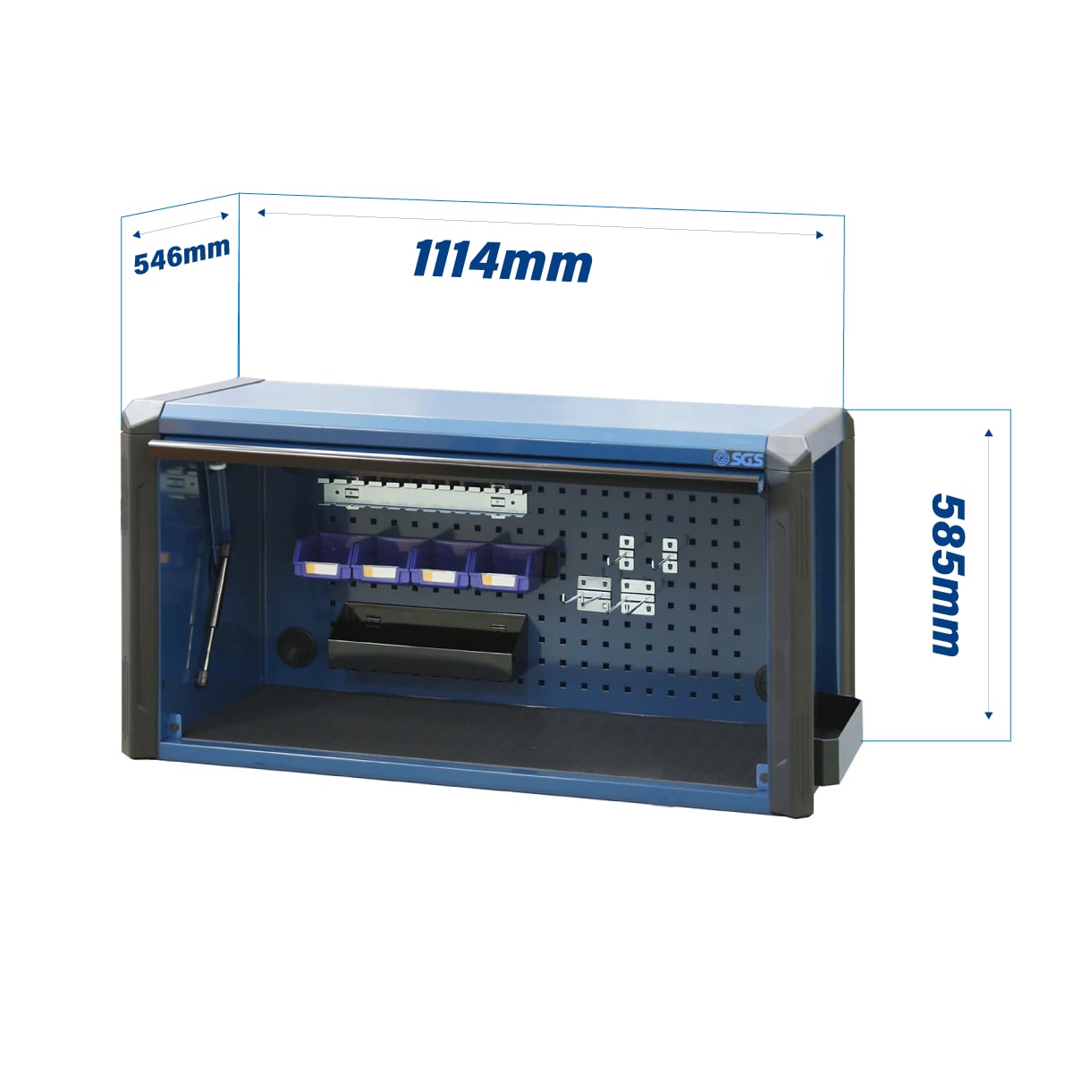 SGS 44in Roller Cabinet with Top Hutch- 10 Drawers- Blue